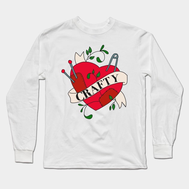 Crafty Tattoo Heart Long Sleeve T-Shirt by Nataliatcha23